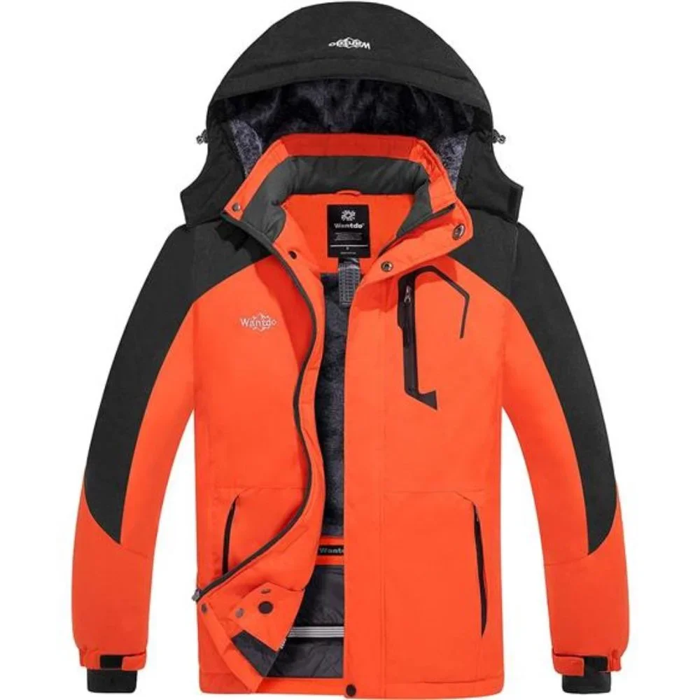 Men's Mountain Waterproof Ski Jacket Windproof Rain Jacket Winter Hooded Coat